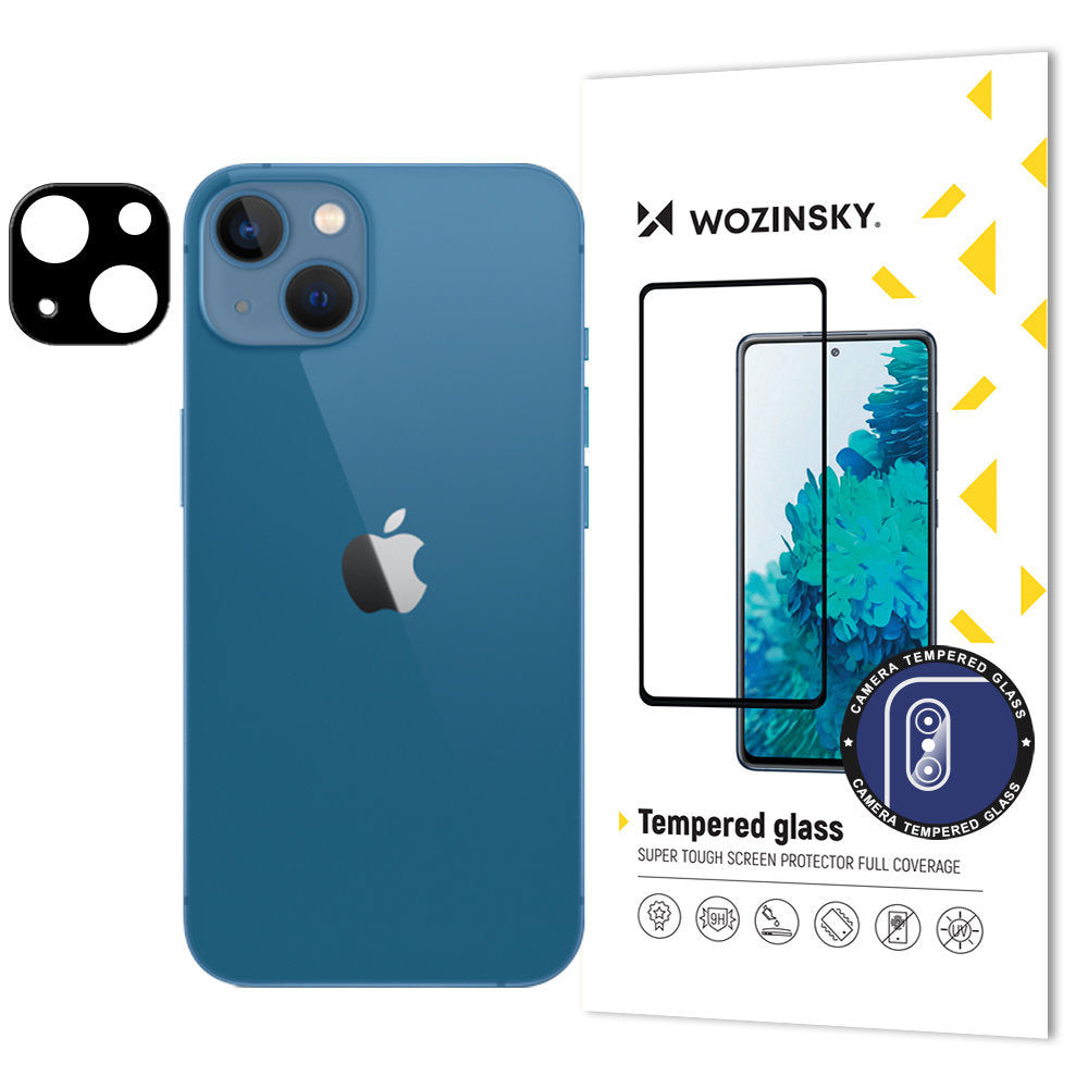 Film de protection pour caméra arrière WZK pour Apple iPhone 15, Verre trempé, Noir