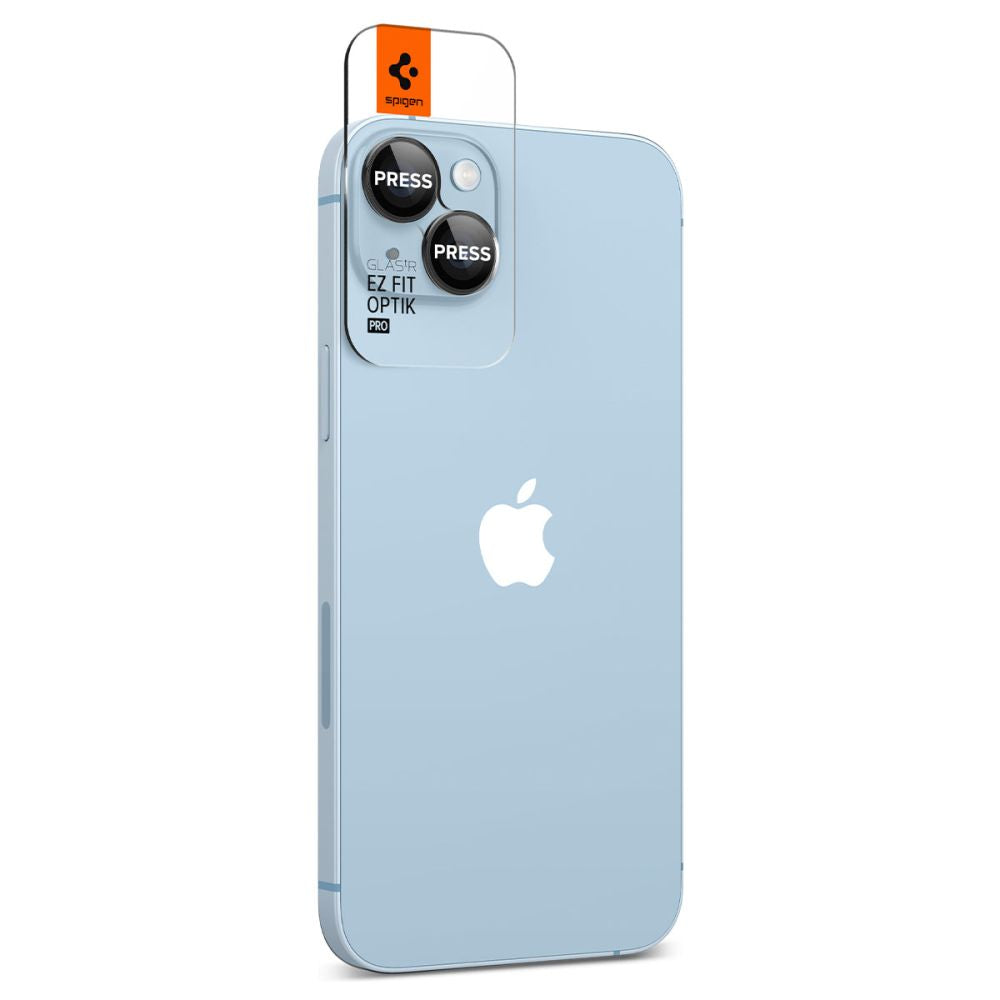 Film de protection pour caméra arrière Spigen GlastR EZ FIT Optik Pro pour Apple iPhone 15 Plus / 15, Verre Trempé, Lot de 2 pièces, Noir AGL05213