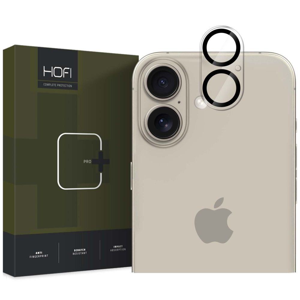 Film de protection Caméra Arrière HOFI CAM PRO+ pour Apple iPhone 16 Plus / 16, Verre Trempé, Noir