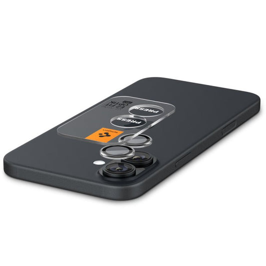 Spigen EZ FIT Film de protection pour caméra arrière pour Apple iPhone 16 Plus / 16, Protection en verre, Lot de 2 pièces, Transparent AGL07921