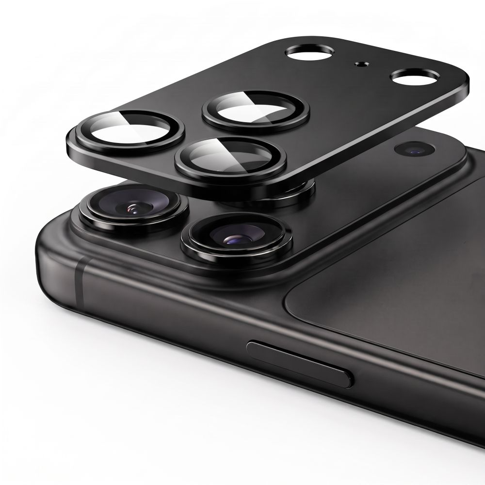Film de protection pour caméra arrière Tech-Protect CamFull Fit+ pour Apple iPhone 18 Pro Max, Verre trempé, Noir