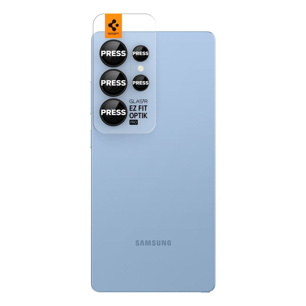 Film de protection pour caméra arrière Spigen GlastR EZ FIT Optik Pro HD pour Samsung Galaxy S25 Ultra S938, Verre trempé, Lot de 2 pièces, Noir