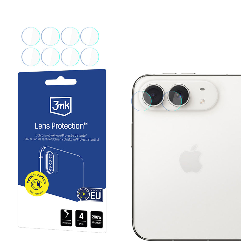 Protection pour caméra arrière 3MK Protection pour Apple iPhone Duo, verre trempé, lot de 4, transparent