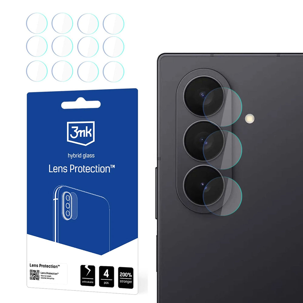 Film de protection pour caméra arrière 3MK Protection pour Samsung Galaxy Z Fold7 F966, verre flexible, lot de 4 pièces, transparent