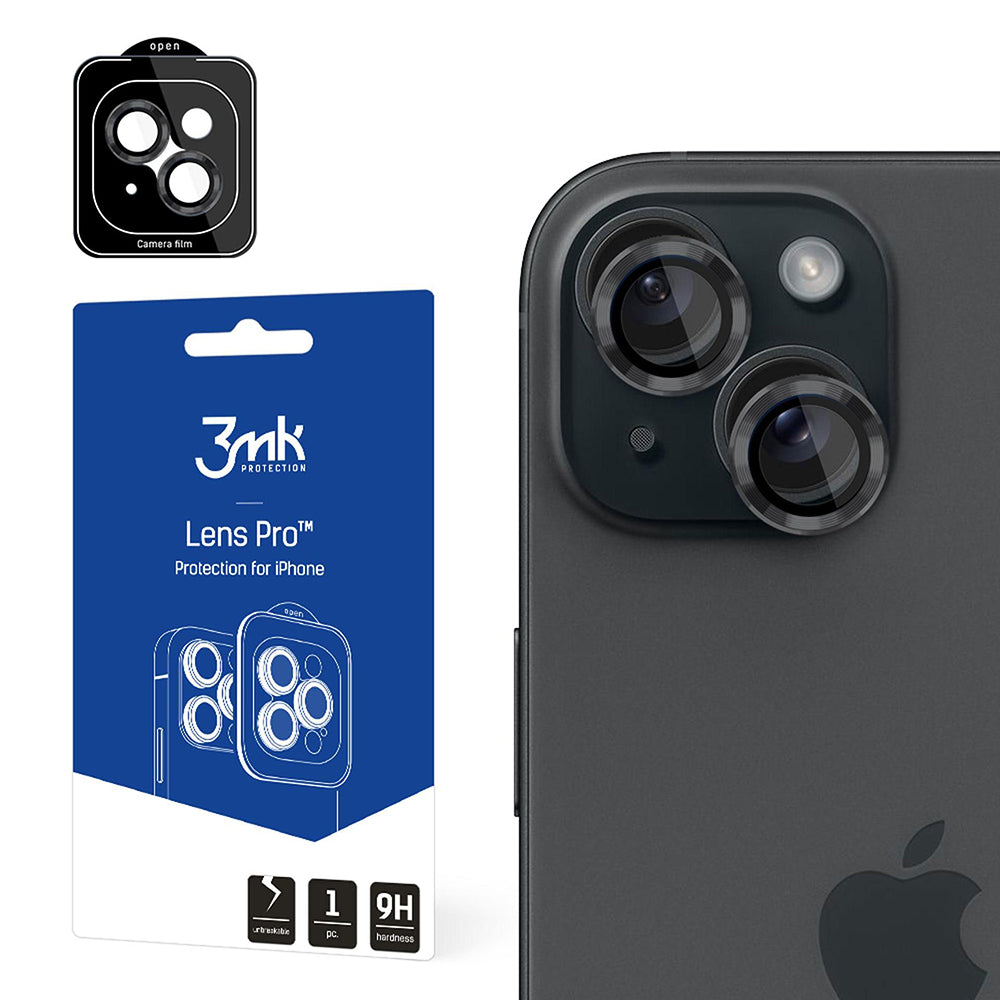 Film de protection pour caméra arrière 3MK Protection Pro pour Apple iPhone 15, Verre trempé, Gris