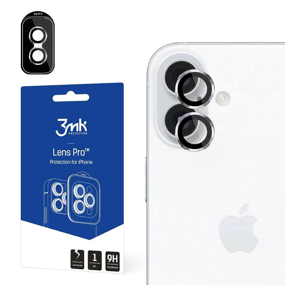Film de protection pour caméra arrière 3MK Protection Pro pour Apple iPhone 16 Plus / 16, Verre trempé, Argenté