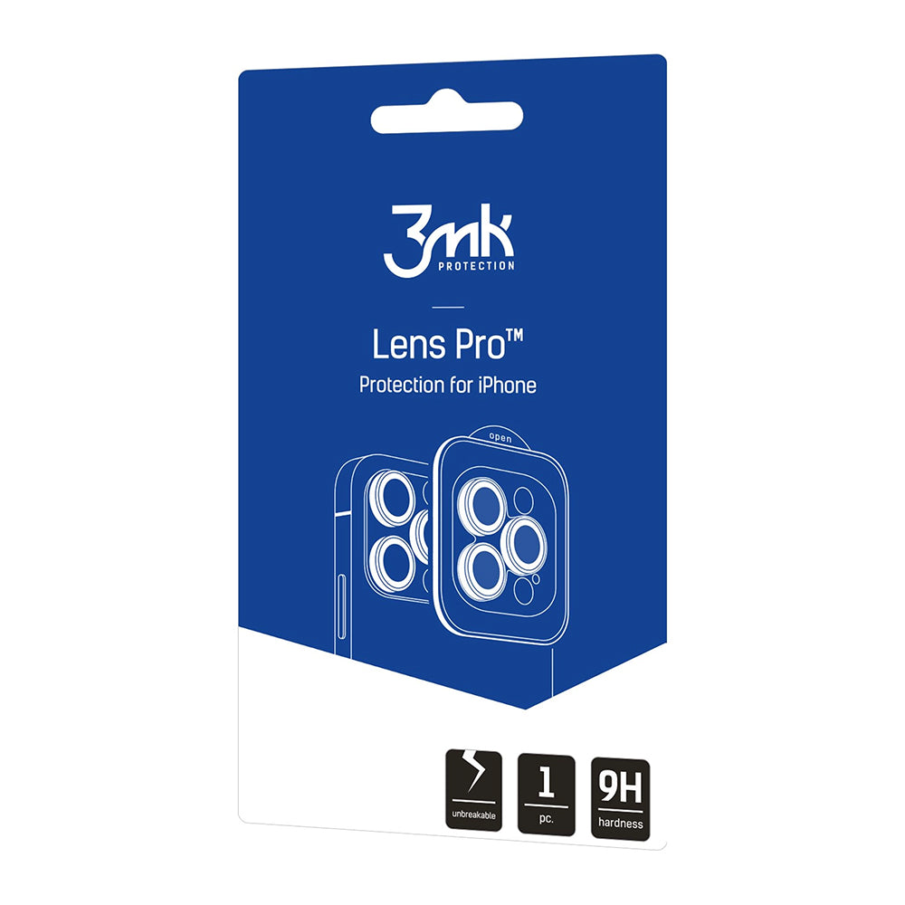 Film de protection pour caméra arrière 3MK Protection Pro pour Apple iPhone 18 Pro / 18 Pro Max, Verre trempé, Bleu