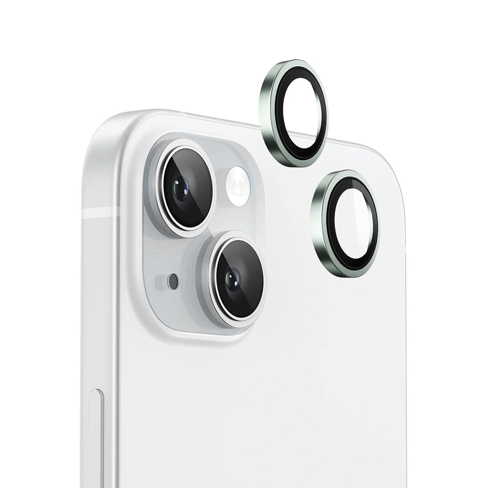 Film de protection pour caméra arrière Blueo Metal Frame pour Apple iPhone 15 Plus / 15, Verre trempé, Vert
