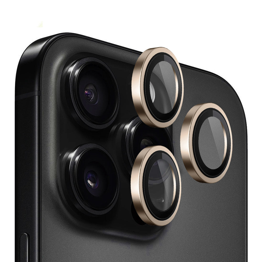 Film de protection pour caméra arrière Blueo Metal Frame pour Apple iPhone 16 Pro Max / 16 Pro, Verre trempé, Bronze