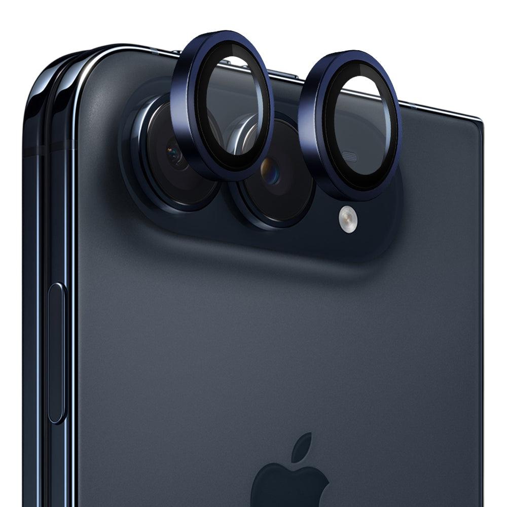 Protection pour caméra arrière Blueo Metal Frame pour Apple iPhone Duo, verre trempé, bleue