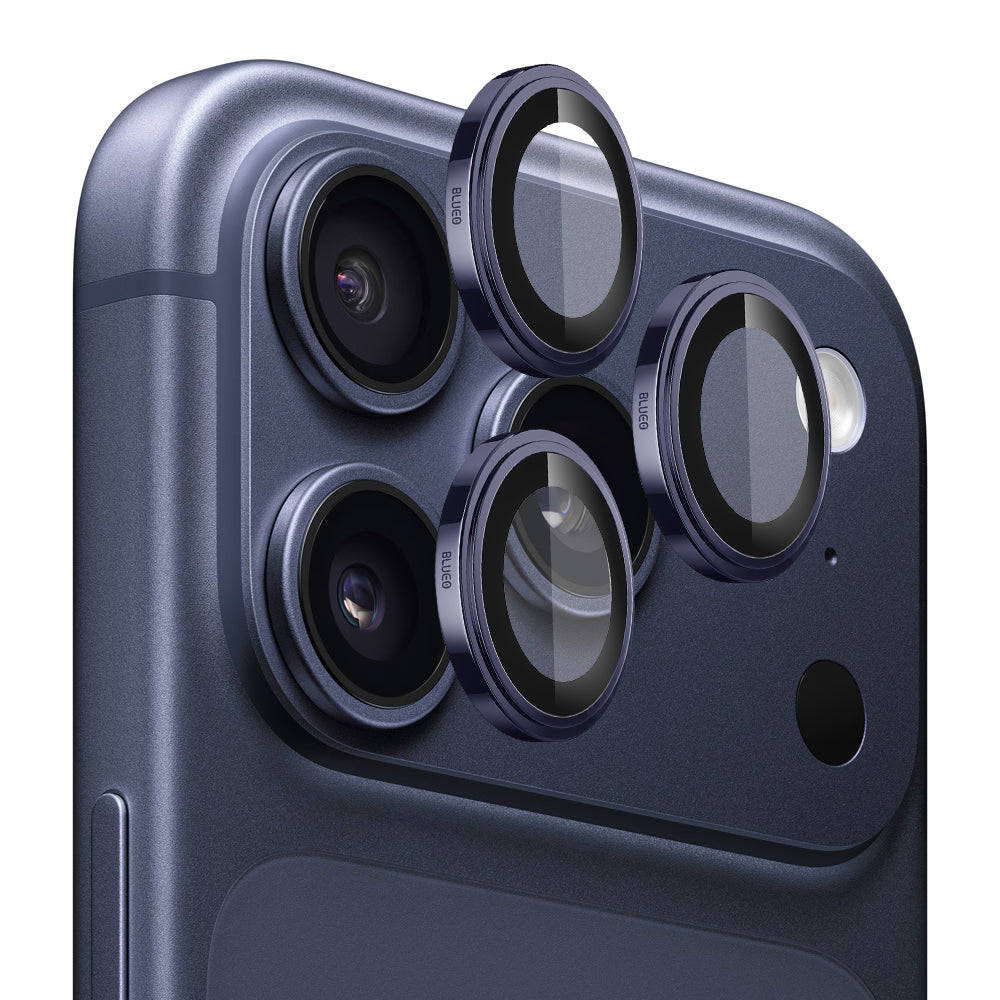 Film de protection Caméra Arrière Blueo Sapphire Crystal pour Apple iPhone 17 Pro Max / 17 Pro, Verre Trempé, Bleu Foncé