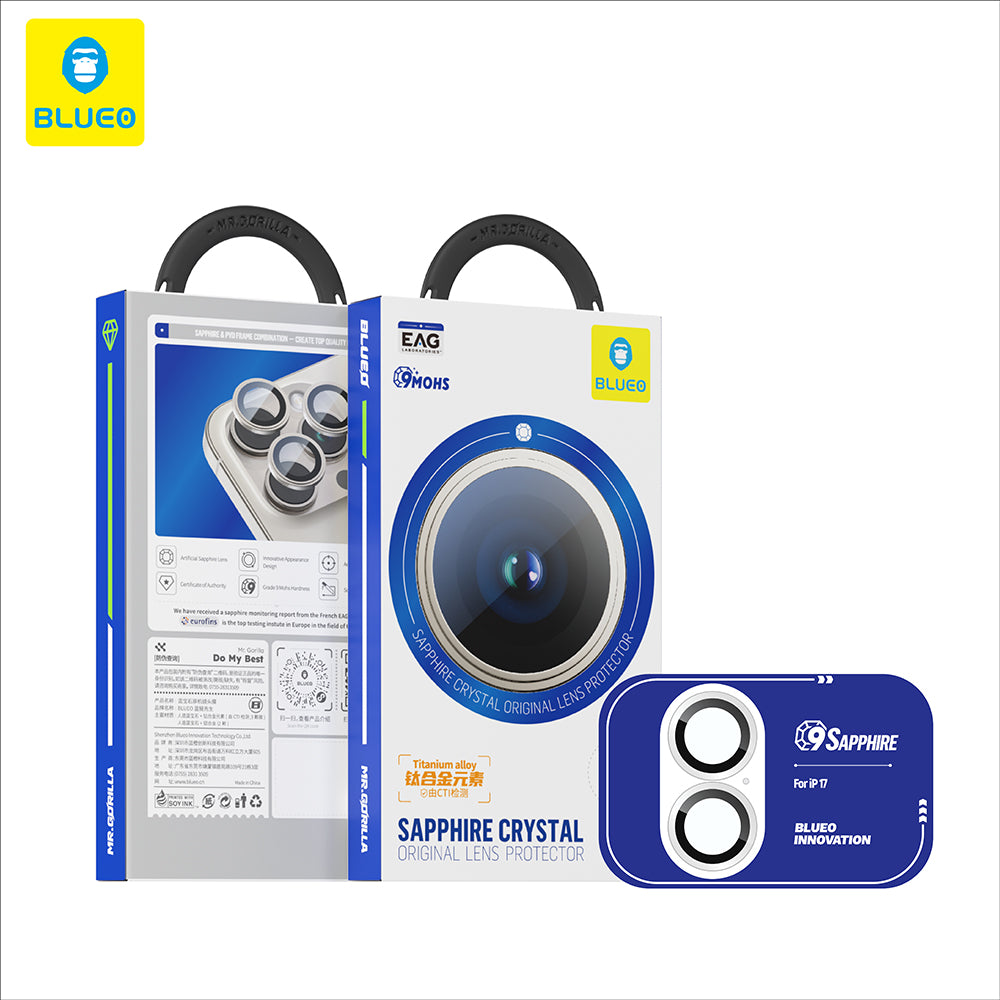 Film de protection Caméra Arrière Blueo Sapphire Crystal pour Apple iPhone 17, Verre Trempé, Argenté