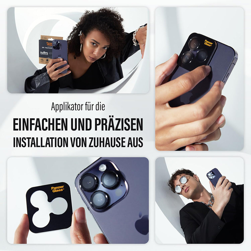 PanzerGlass Hoops Glitter Rear Camera Protector for Apple iPhone 17 Air, Tempered Glass, Silver