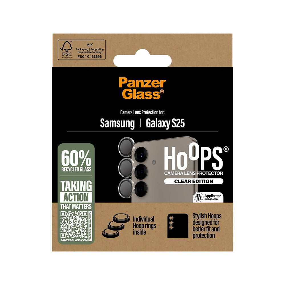 Film de protection pour caméra arrière PanzerGlass Hoops pour Samsung Galaxy S25 S931, Verre Trempé, Transparent