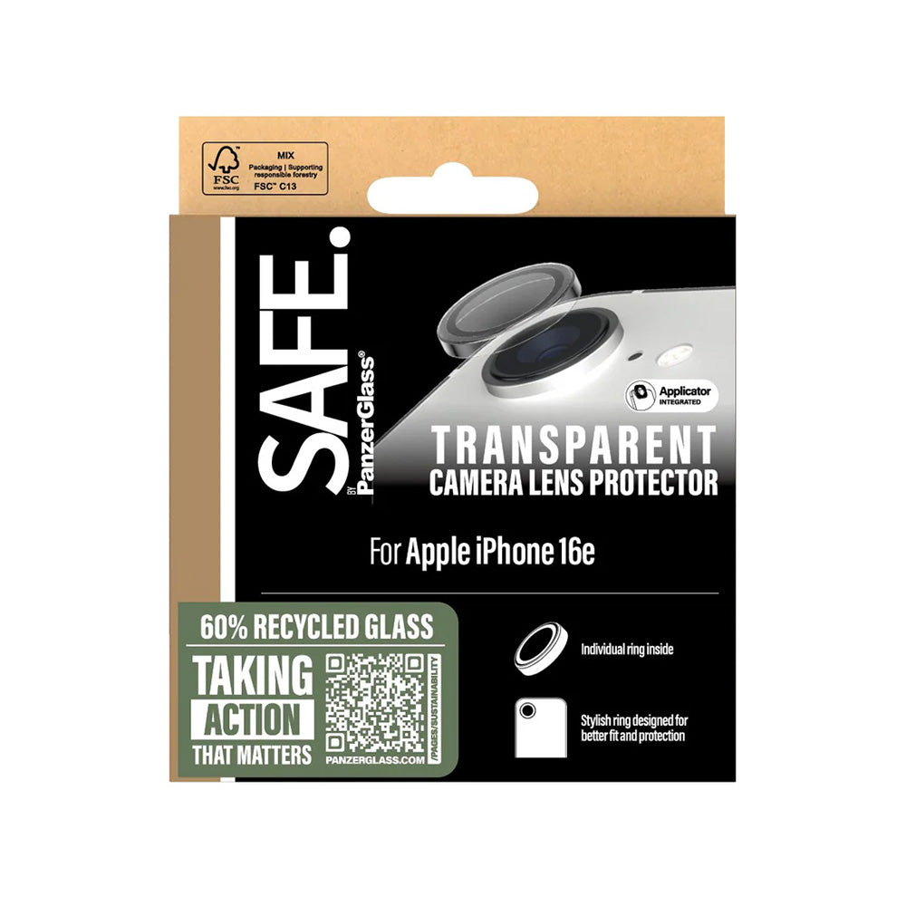 Film de protection pour caméra arrière PanzerGlass Safe. pour Apple iPhone 17e / 16e, Verre Trempé, Transparent.