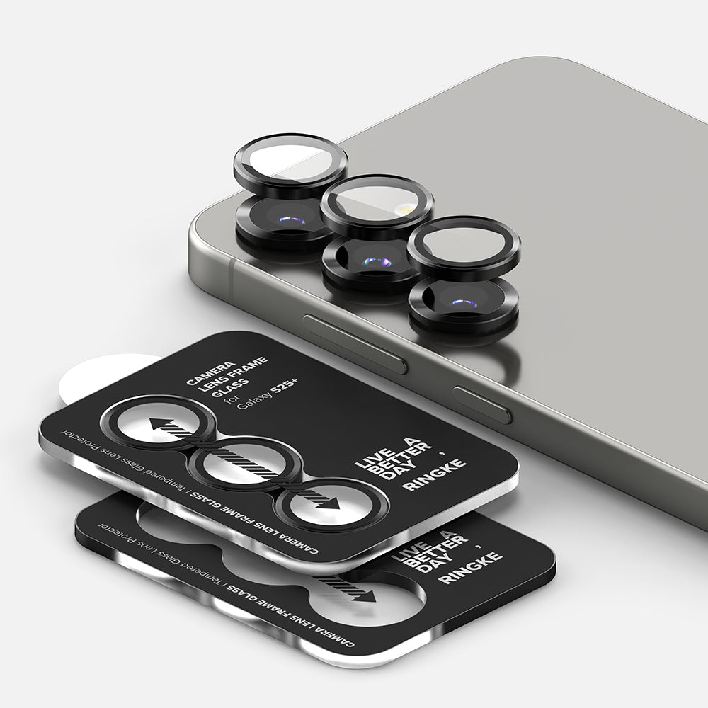 Film de protection Ringke pour caméra arrière Samsung Galaxy S25 S931, Verre trempé, Noir