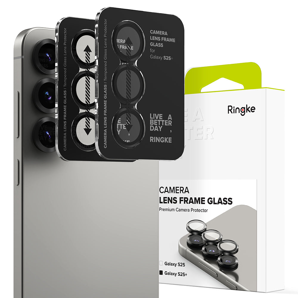 Film de protection Ringke pour caméra arrière Samsung Galaxy S25 S931, Verre trempé, Noir