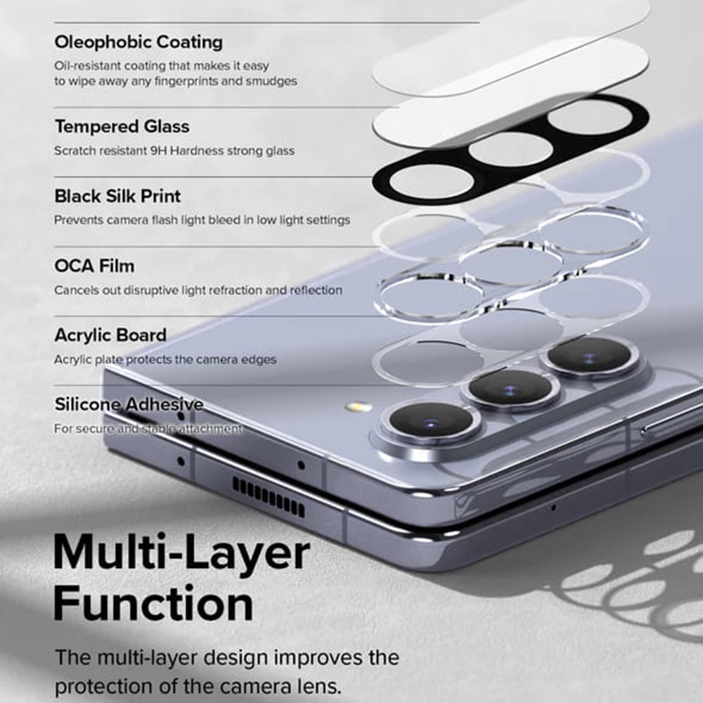 Film de protection pour caméra arrière Ringke pour Samsung Galaxy Z Fold5 F946, Verre trempé, Lot de 2 pièces, Transparent