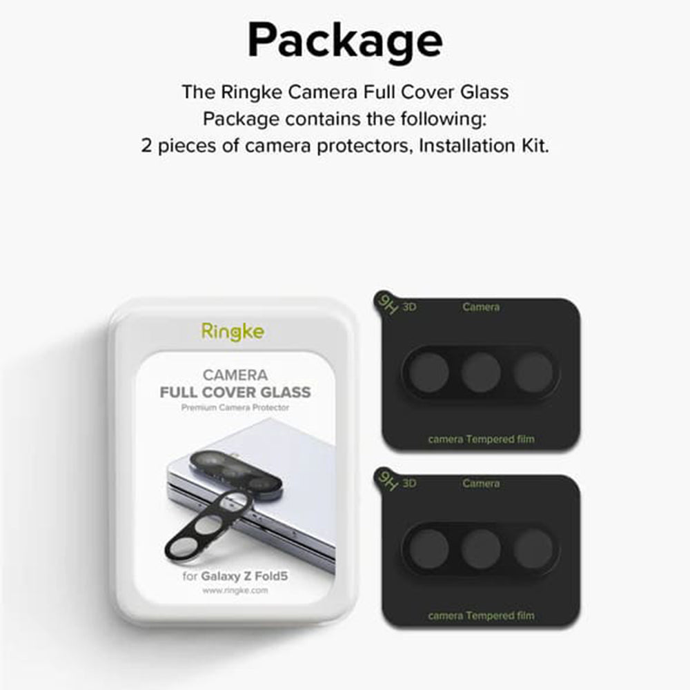 Film de protection pour caméra arrière Ringke pour Samsung Galaxy Z Fold5 F946, Verre trempé, Lot de 2 pièces, Transparent