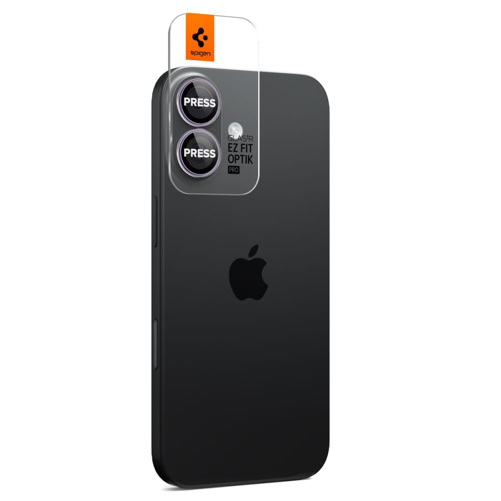 Film de protection pour caméra arrière Spigen GlastR EZ FIT Optik Pro pour Apple iPhone 17 / 16 Plus / 16, Verre Trempé, Lot de 2 pièces, Violet