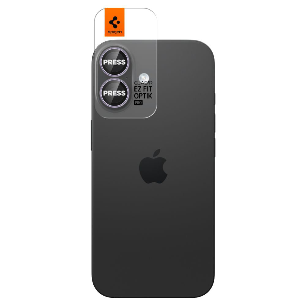 Film de protection pour caméra arrière Spigen GlastR EZ FIT Optik Pro pour Apple iPhone 17 / 16 Plus / 16, Verre Trempé, Lot de 2 pièces, Violet