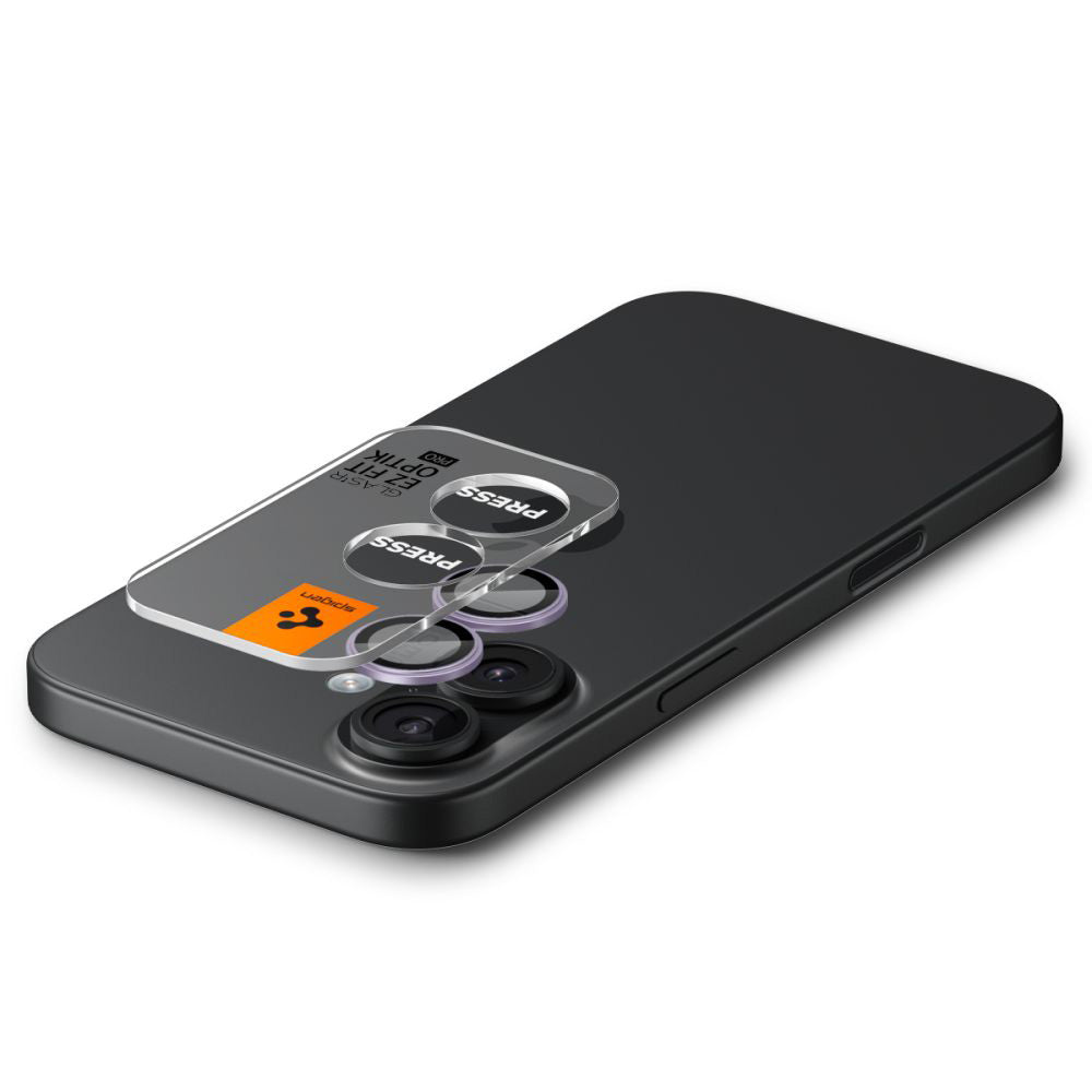 Film de protection pour caméra arrière Spigen GlastR EZ FIT Optik Pro pour Apple iPhone 17 / 16 Plus / 16, Verre Trempé, Lot de 2 pièces, Violet