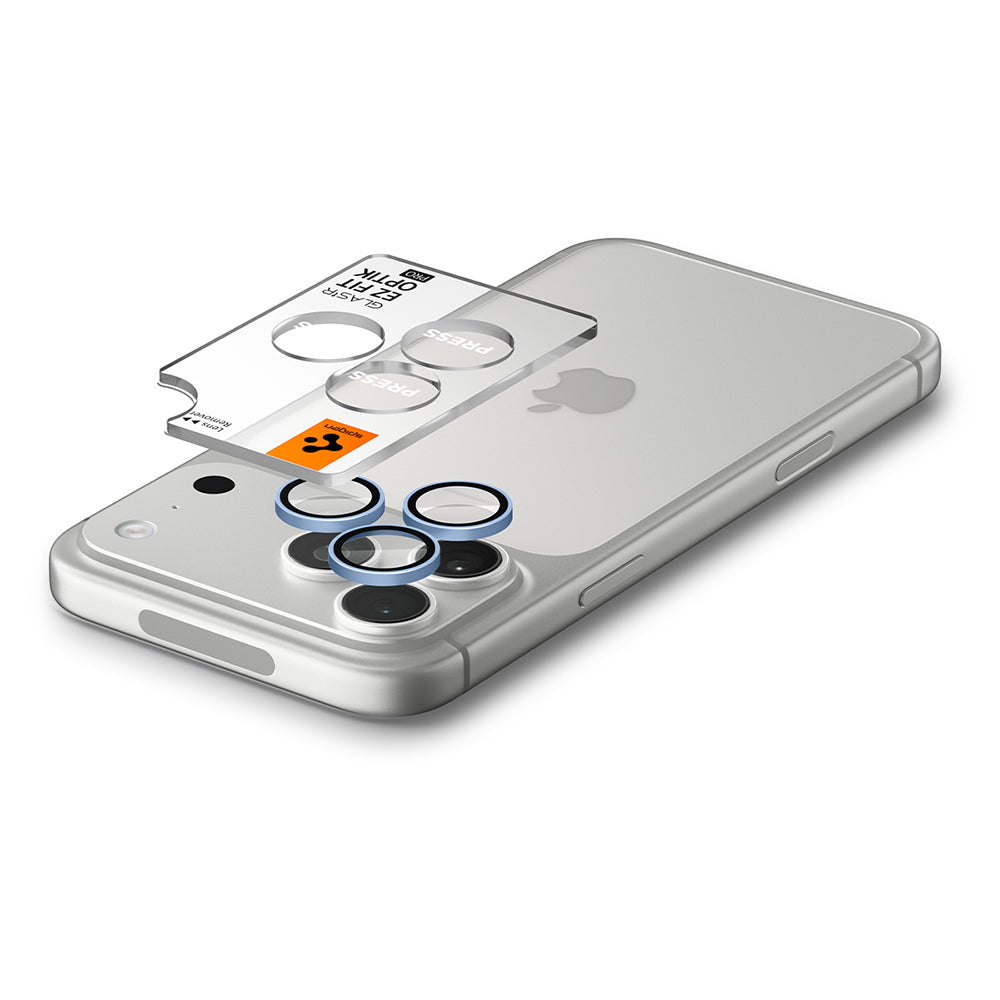 Film de protection pour caméra arrière Spigen GlastR EZ FIT Optik Pro pour Apple iPhone 18 Pro / 18 Pro Max, Verre trempé, Lot de 2 pièces, Bleu AGL12045