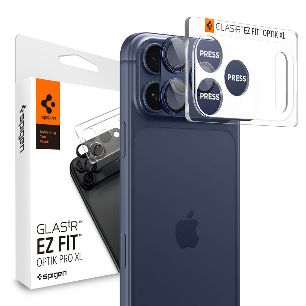 Film de protection pour caméra arrière Spigen GlastR EZ FIT Optik Pro XL pour Apple iPhone 17 Pro Max, Verre Trempé, Bleu AGL10651