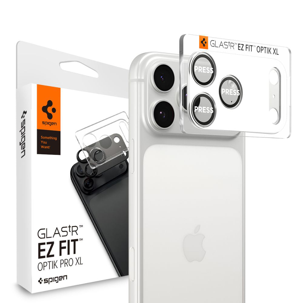 Film de protection pour caméra arrière Spigen GlastR EZ FIT Optik Pro XL pour Apple iPhone 17 Pro, Verre Trempé, Argenté AGL10647