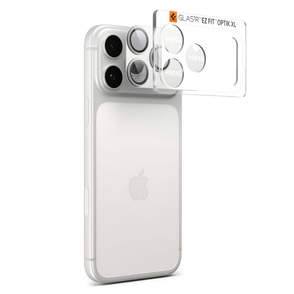 Film de protection pour caméra arrière Spigen GlastR EZ FIT Optik Pro XL pour Apple iPhone 17 Pro, Verre Trempé, Argenté AGL10647