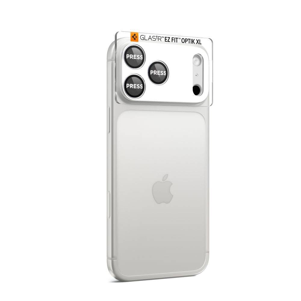 Film de protection pour caméra arrière Spigen GlastR EZ FIT Optik Pro XL pour Apple iPhone 17 Pro, Verre Trempé, Argenté AGL10647