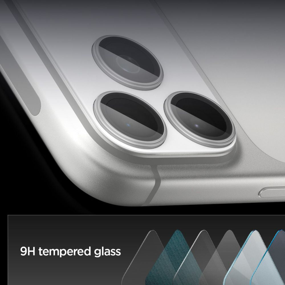 Film de protection pour caméra arrière Spigen GlastR EZ FIT Optik Pro XL pour Apple iPhone 17 Pro, Verre Trempé, Argenté AGL10647