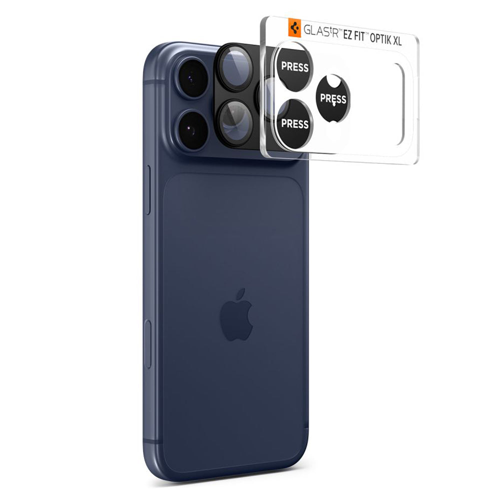 Film de protection pour caméra arrière Spigen GlastR EZ FIT Optik Pro XL pour Apple iPhone 17 Pro, Verre Trempé, Noir AGL10644
