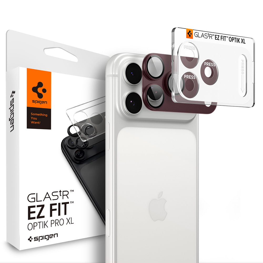 Film de protection pour caméra arrière Spigen GlastR EZ FIT Optik Pro XL pour Apple iPhone 18 Pro, Verre trempé, Rouge foncé AGL12036