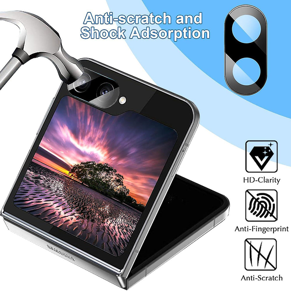 Film de protection pour caméra arrière Techsuit pour Samsung Galaxy Z Flip6 F741, Verre trempé, Noir