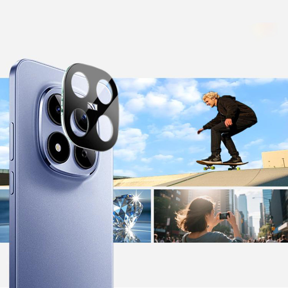 Film de protection pour caméra arrière Techsuit pour Xiaomi Redmi Note 15 Pro 5G, Verre Trempé, Noir