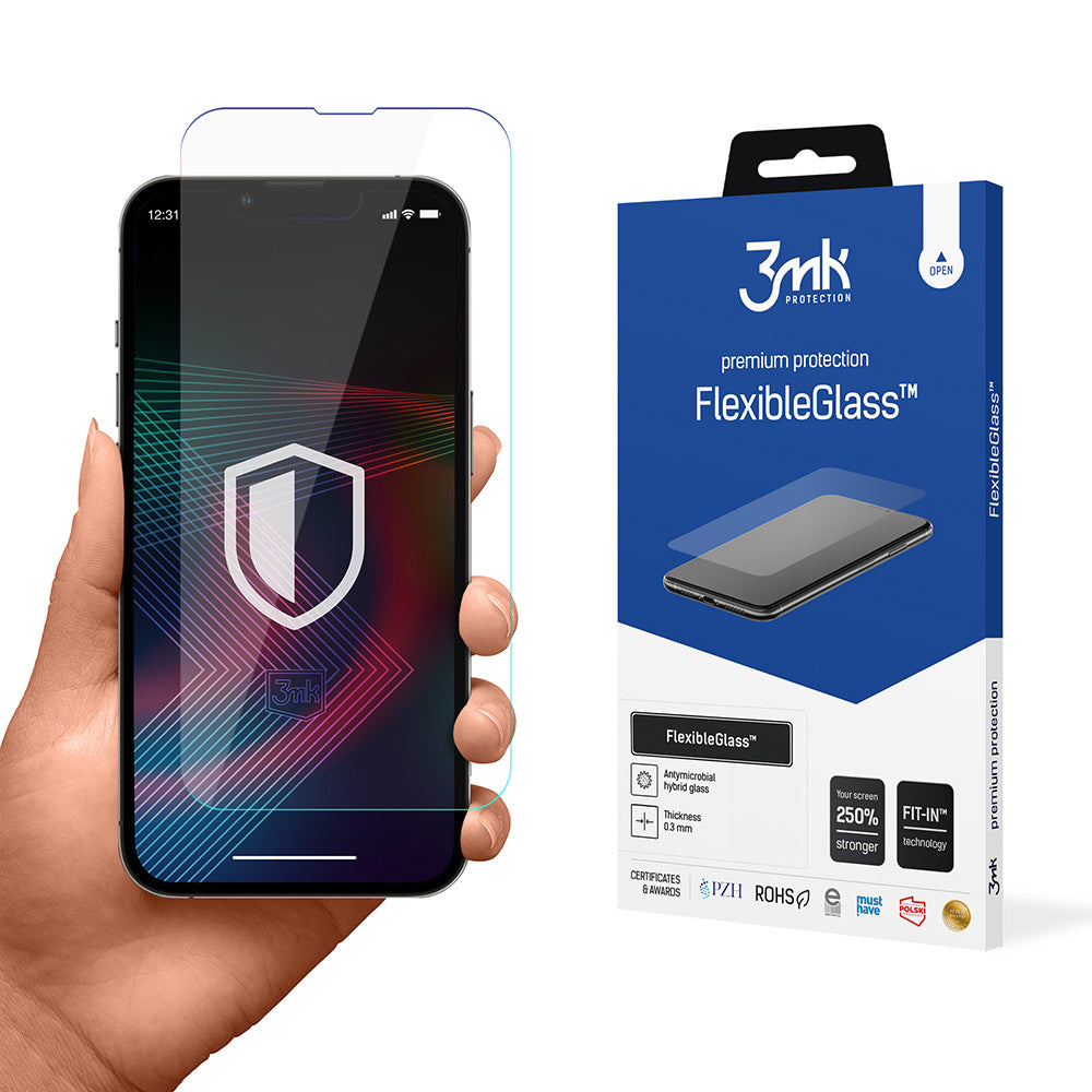 Film de protection d'écran 3MK FlexibleGlass pour Apple iPhone 14 Pro / 14, Verre Flexible, Collage Complet