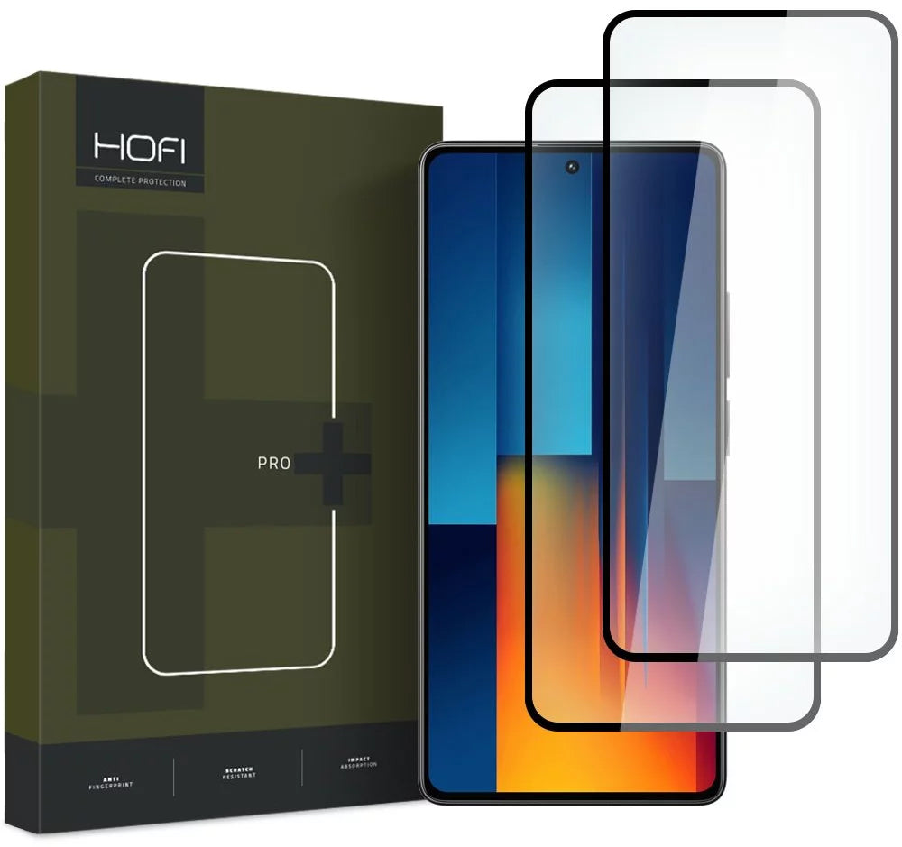 Protection d'écran HOFI Glass PRO+ pour Xiaomi Poco M6 Pro 5G, Glass Shield, Full Glue, Set of 2 pieces, 2.5D, Black