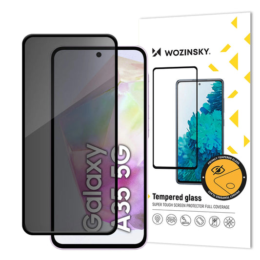WZK AntiSpy Privacy Screen Protector for Samsung Galaxy A35 5G A356, Protective Glass, Full Glue