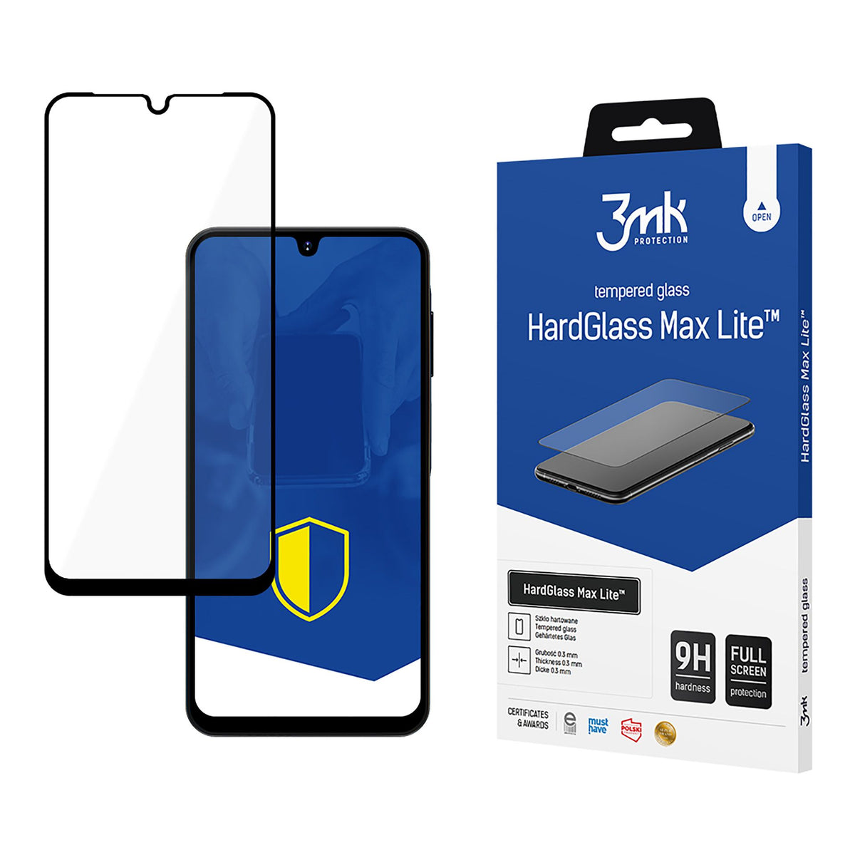 Film de protection d'écran 3MK HardGlass Max Lite pour Samsung Galaxy A26 A266 / A16 5G A166, Verre Trempé, Full Glue, Noir