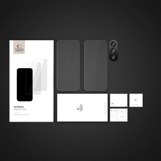 Tech-Protect Supreme Film de protection pour écran arrière et appareil photo pour Samsung Galaxy S24 FE S721, protection en verre, collage complet, 2.5D