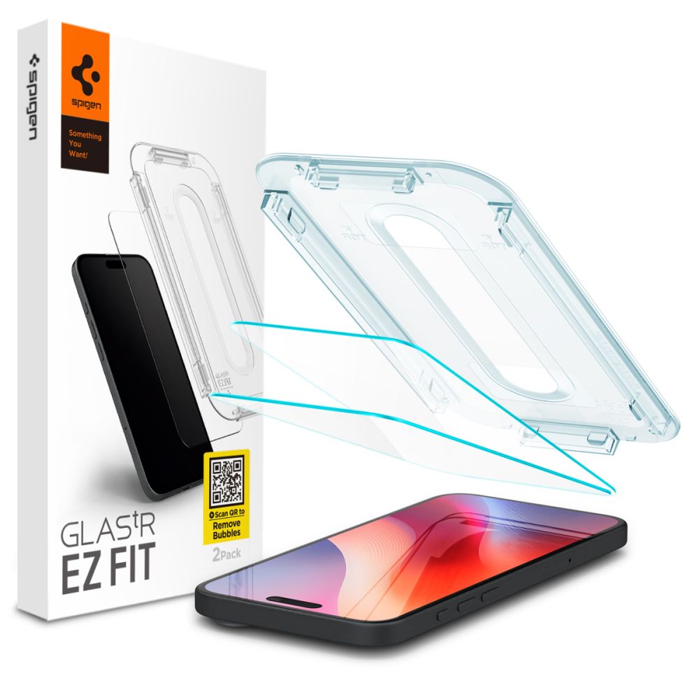 Film de protection d'écran Spigen GlastR EZ FIT pour Apple iPhone 17 Pro / 17 / 16 Pro, Verre Trempé, Full Glue, Lot de 2 pièces