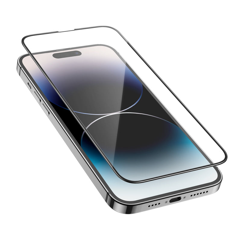 Film de protection écran HOCO G16 pour Apple iPhone 14 Pro Max, Verre Trempé, Full Glue, 5D, Noir.
