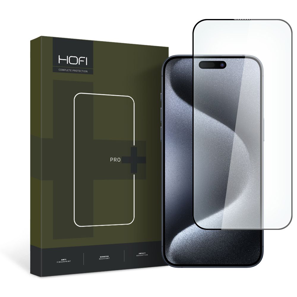 Film de protection écran HOFI PRO+ pour Apple iPhone 15 Pro, Verre Trempé, Full Glue, 2.5D, Noir