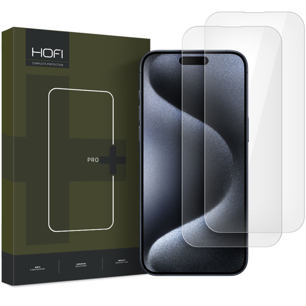 Protection d'écran HOFI Glass PRO+ pour Apple iPhone 16 Plus, verre blindé, collage intégral, lot de 2 pièces, 2.5D