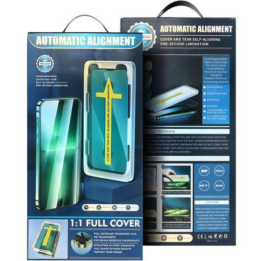 Film de protection d'écran OEM Alignement Automatique pour Apple iPhone 17e / 16e / 14 / 13 Pro, Verre Trempé, Collage Complet, 5D, Noir