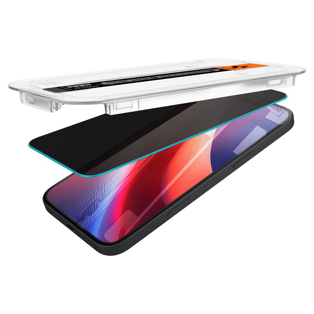 Film de protection écran Privacy Spigen GlastR EZ FIT pour Apple iPhone 16 / 15, Verre Trempé, Full Glue, Lot de 2 pièces AGL06905