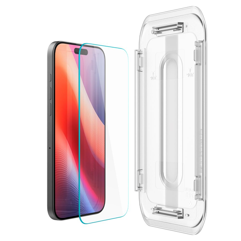 Film de protection d'écran Spigen GlastR EZ FIT pour Apple iPhone 16 Pro, Verre Trempé, Full Glue AGL07935
