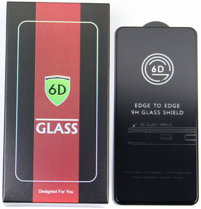 Film de protection d'écran OEM pour Apple iPhone 17e / 16e / 14 / 13 Pro, Verre trempé, Collage complet, Lot de 10 pièces, 6D, Noir