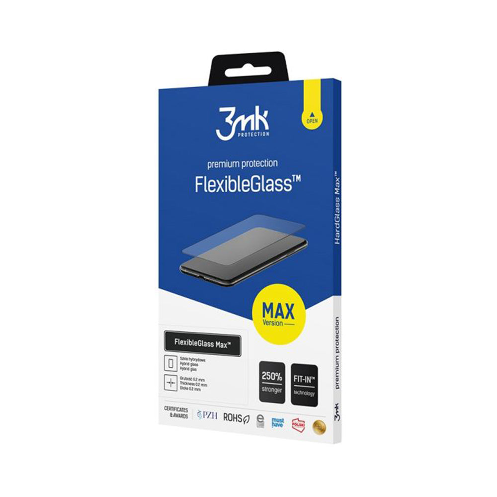 Film de protection d'écran 3MK FlexibleGlass Max pour Apple iPhone 16 Pro, Verre Flexible, Collage Complet, Noir